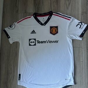 Adidas White and Black Manchester United Jersey